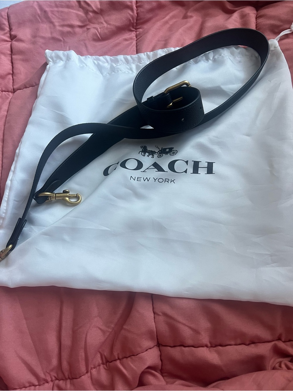 Coach Black Leather Crossbody Strap with Gold-Tone Hardware